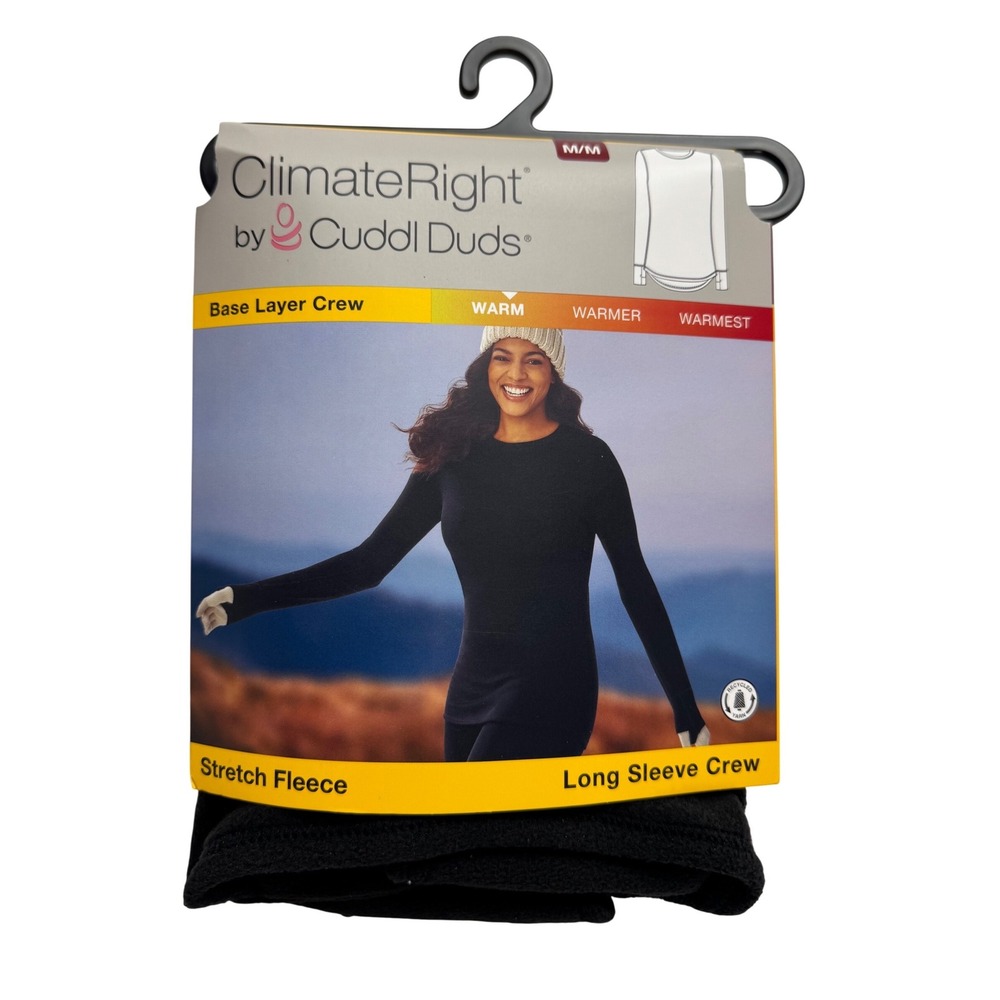 ClimateRight by Cuddl Duds Womens Medium Black Stretch Fleece‎ Base Layer